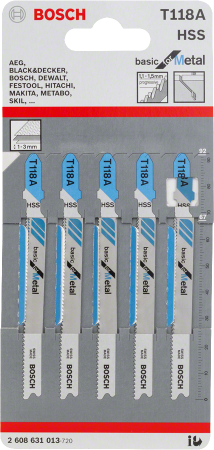Lama per seghetto alternativo T 118 A Basic for Metal 5PZ.